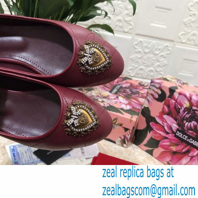 Dolce  &  Gabbana Leather Devotion Flats Slippers Burgundy 2021